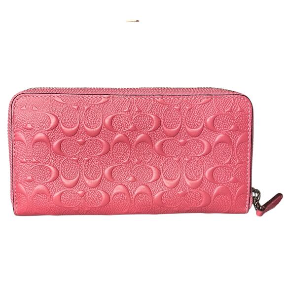 Coach Pink Accordion Zip Wallet In Signature Leather - Picture 2 of 12